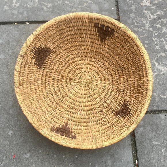 Authentic Native American Coiled Basket – Southwest Geometric Design